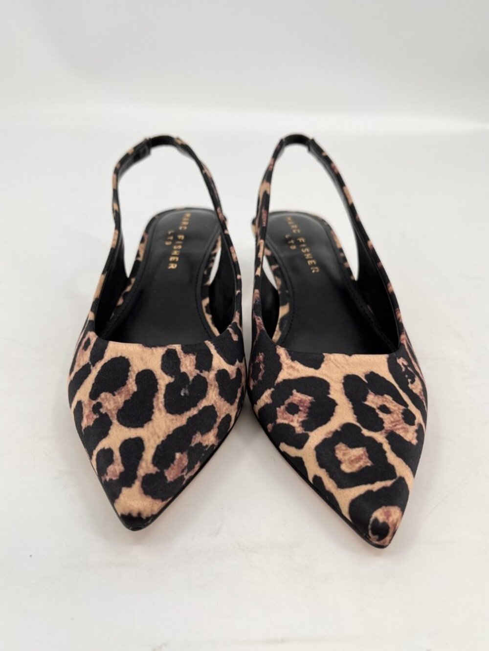 Marc Fisher Posey Slingback Pumps Leopard Size 7 Elastic Strap Kitten Heel - Picture 3 of 15